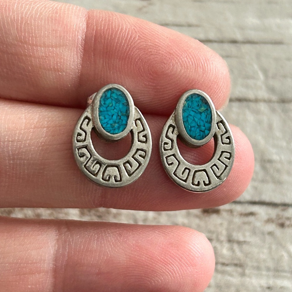 4/$100 Turquoise Stone Silver-Tone Drop Earrings - Women Jewelry